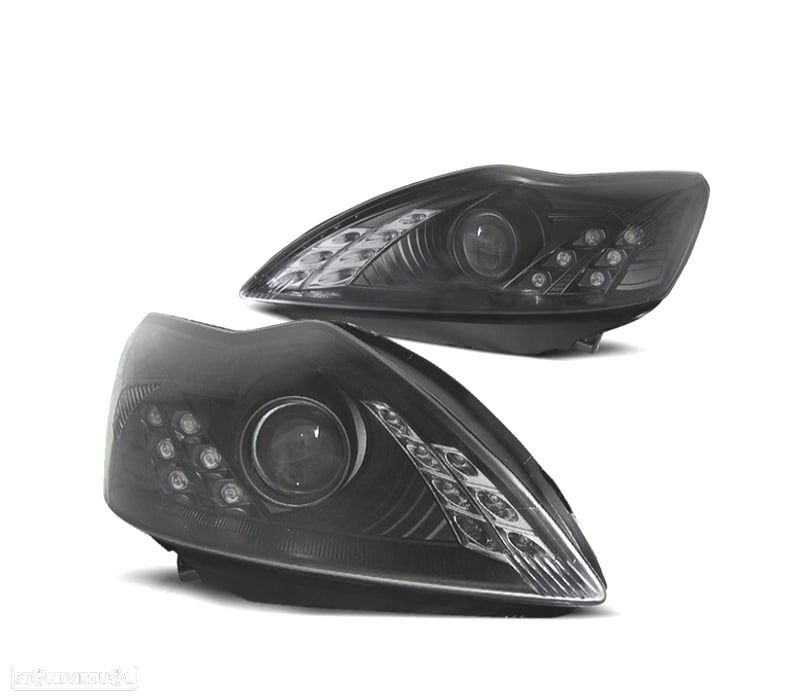 FARÓIS ANGEL EYES FORD FOCUS 08-11 FUNDO PRETO - 1