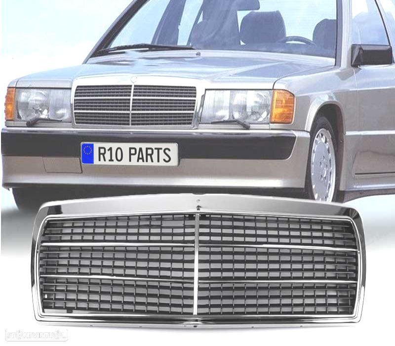 GRELHA FRONTAL MERCEDES 190 W201 82-93 CROMADA - 2