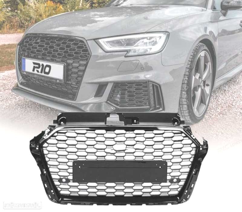 GRELHA AUDI A3 8V 17-19 LOOK RS3 PRETO BRILHANTE - 1