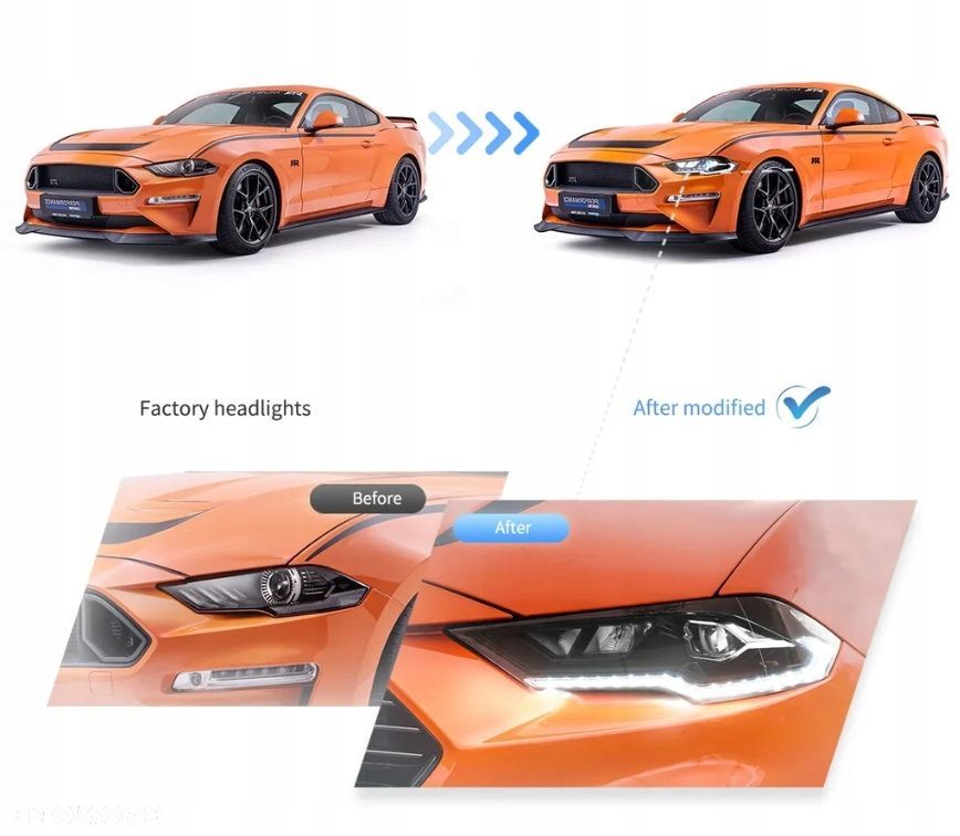 reflektor lampa kpl vland full led neon tuning ford mustang vi 6 lift 18-23 - 9