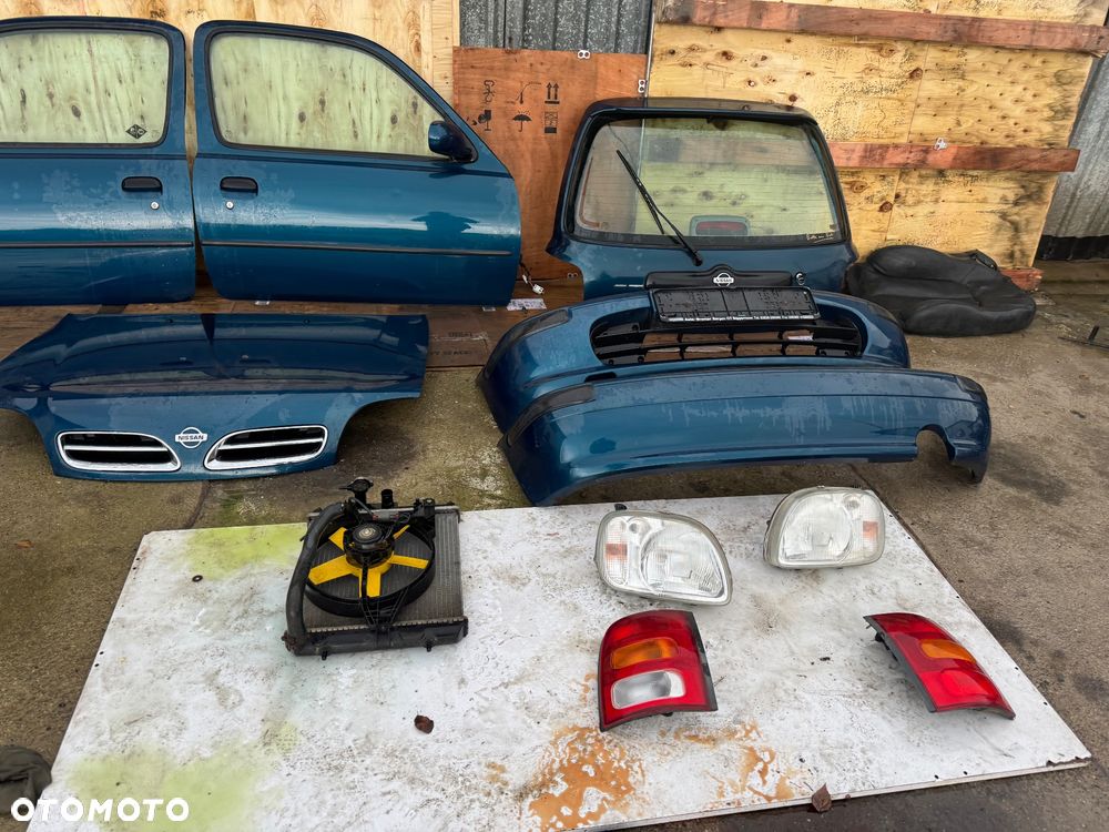 Nissan micra k11 drzwi przednie prawe lewe przód maska zderzak przedni lampy przód przednie tylne lampy tył chłodnica wentylator klapa bagażnik drzwi niebieski - 2