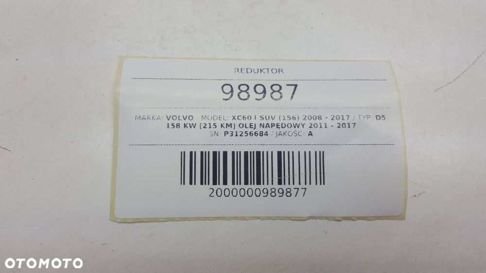 REDUKTOR PRZEKŁADNIA VOLVO XC60 I 31256684 D5 - 5