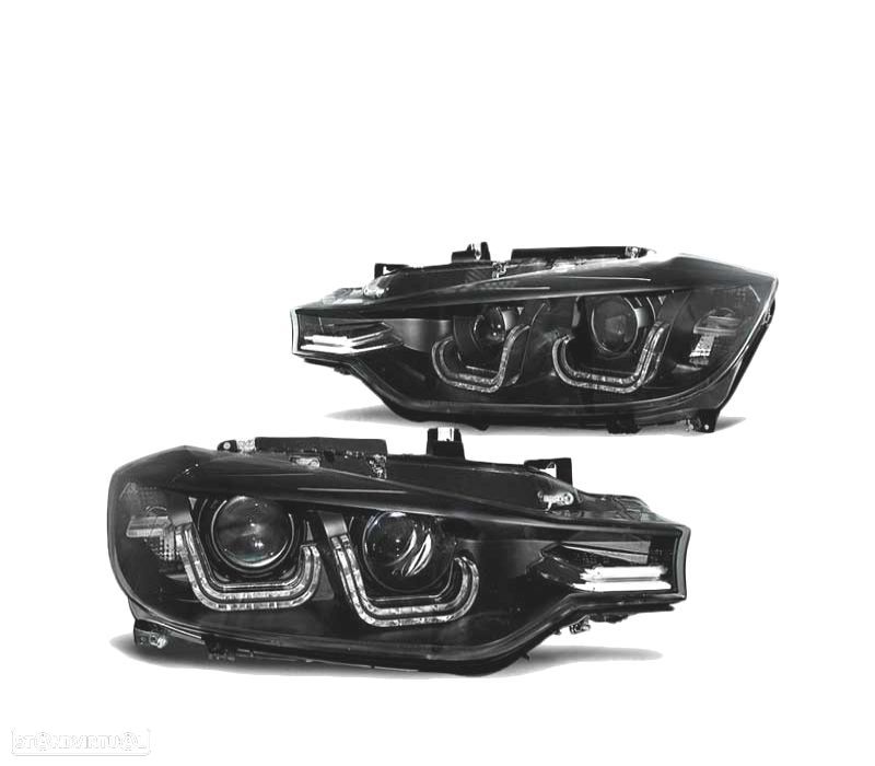 FARÓIS BMW F30 F31 11-15 XENON LED TRU DRL BLACK PRETO - 1