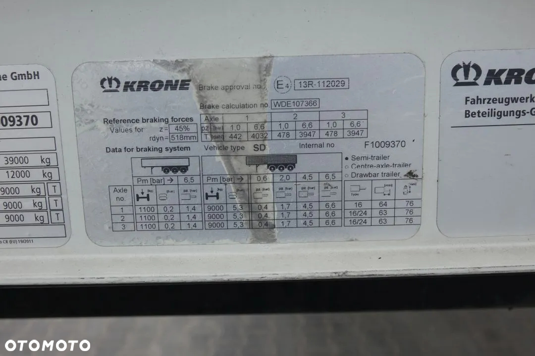 Krone FIRANKA / STANDARD / DWIE OSIE PODNOSZONE / KOSZ I KOŁO ZAPASOWE / WZMACNIANE PLANDEKI / OSIE KRONE - 31