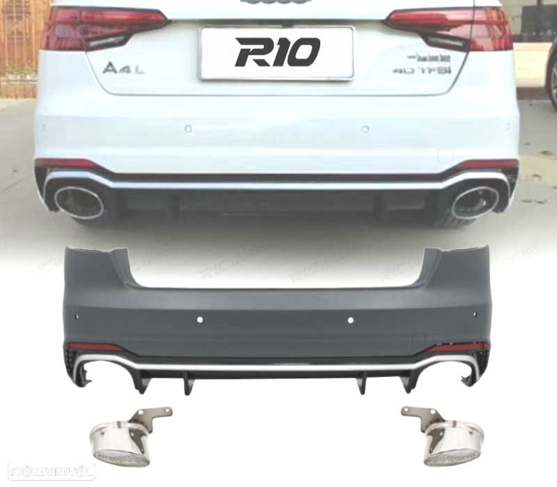 PARA-CHOQUES TRASEIRO AUDI A4 B9 SEDAN 16- LOOK RS4 - 1