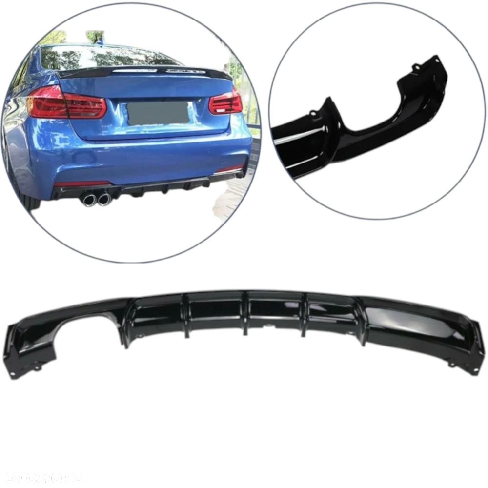 BMW F30 F31 DYFUZOR SPOILER DOKŁADKA DWURURKA 320 CYLINDRY PODWÓJNY WYDECH - 2