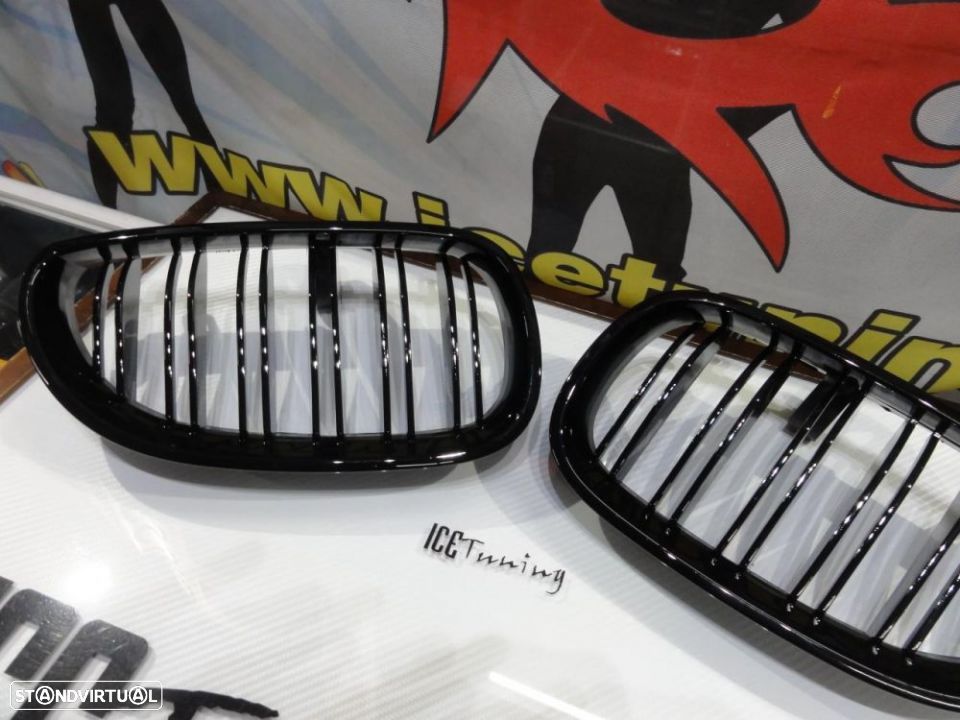 Grelha frontal BMW E60 2003-2010 M5 look / dupla lamina em preto piano brilhante - 12