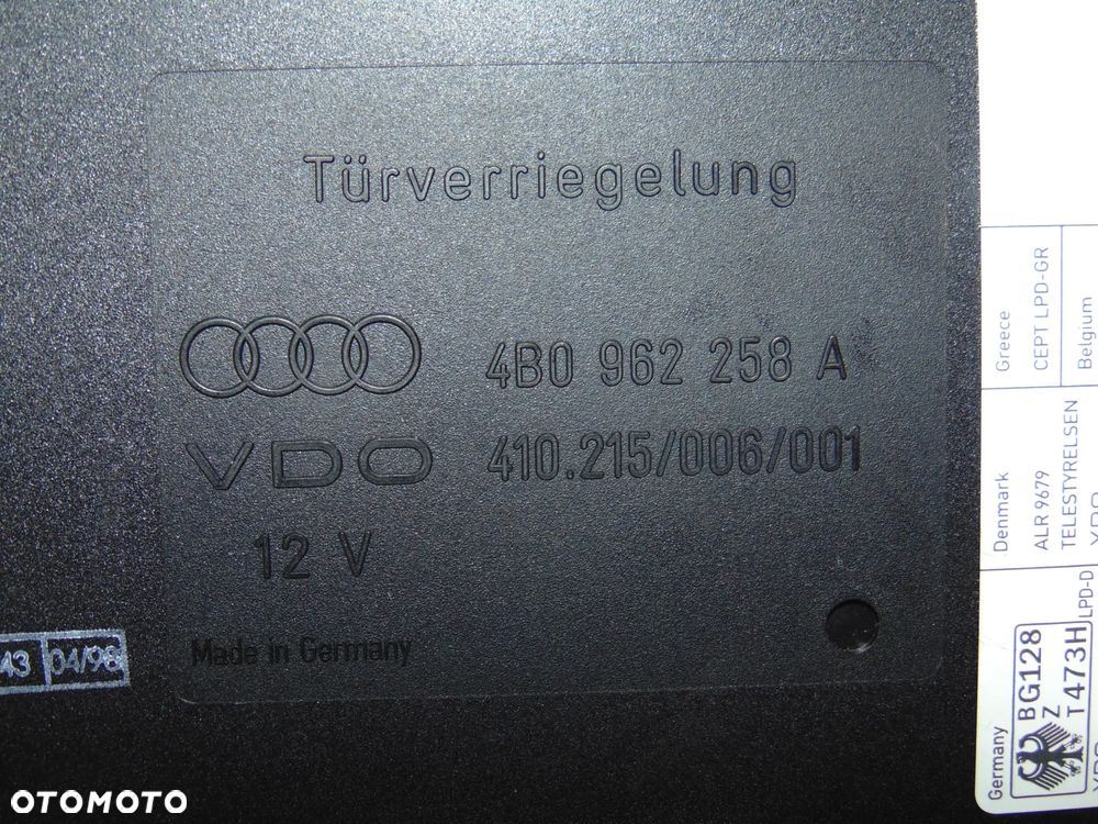 ORYGINAŁ moduł komfortu 4B0962258A Audi A6 C5 97-05r - 2