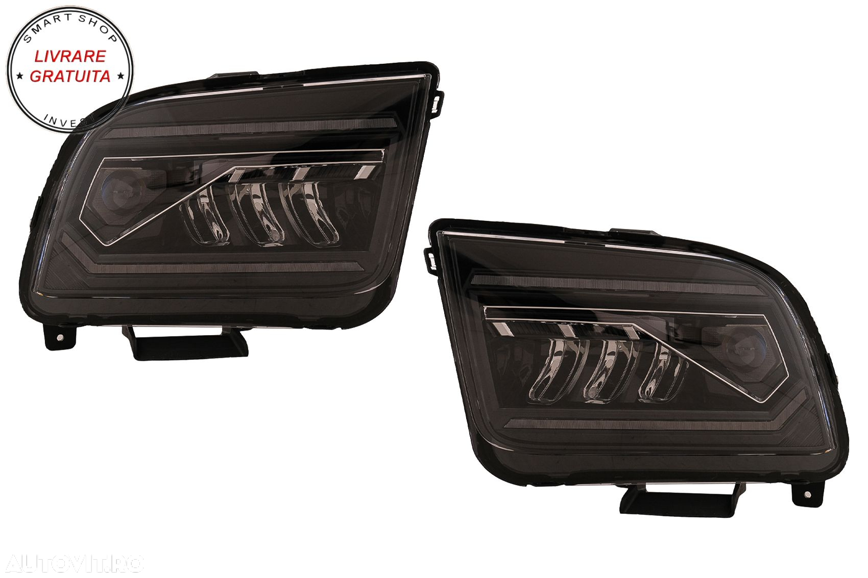 Faruri Full LED Ford Mustang V Pre-Facelift (2005-2009) Negru cu Semnal Dinamic Se- livrare gratuita - 13