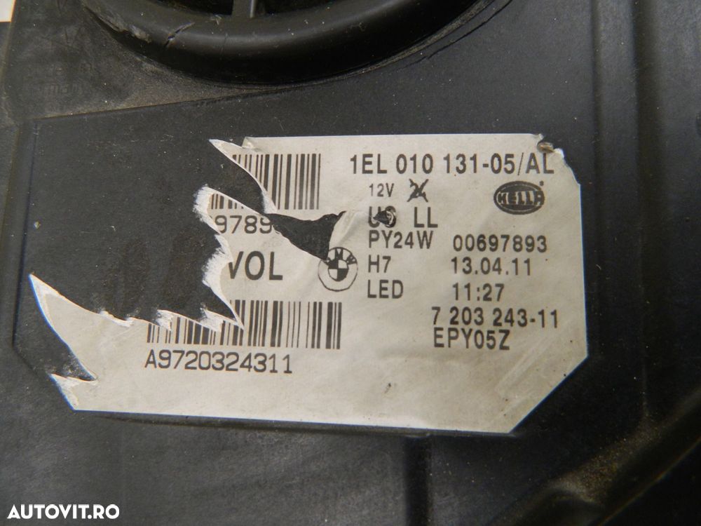 Far stanga BMW Seria 5 F10 / F11 Halogen,  2009, 2010, 2011, 2012, 2013, cod origine 7203243. - 6