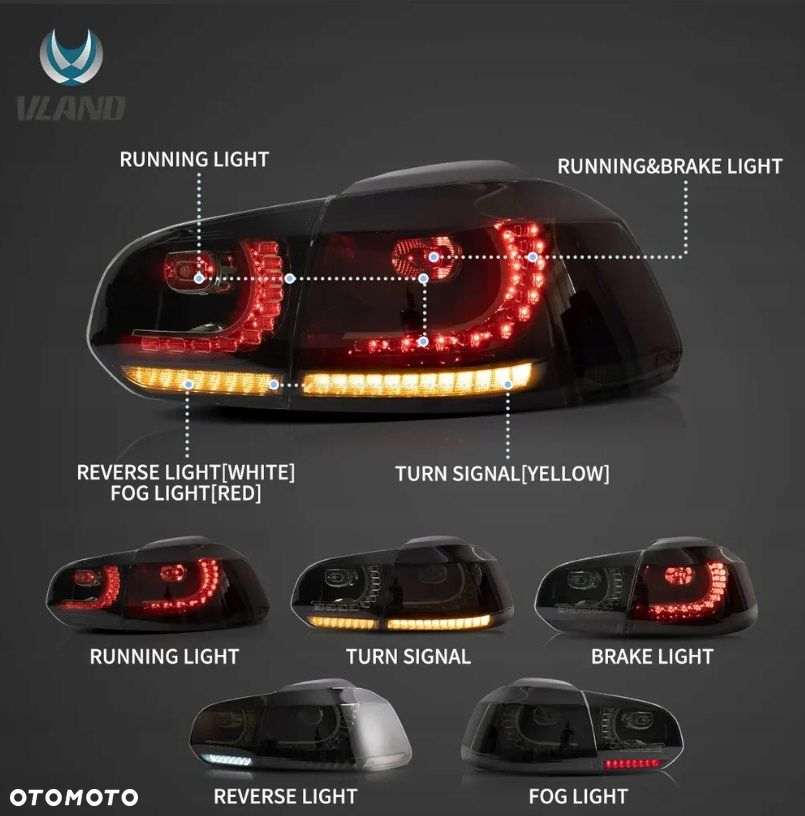 Lampy tylne kpl Full Led Neon Diody Dynamiczne Tuning VW Golf VI 6 5k0 2008 - 5