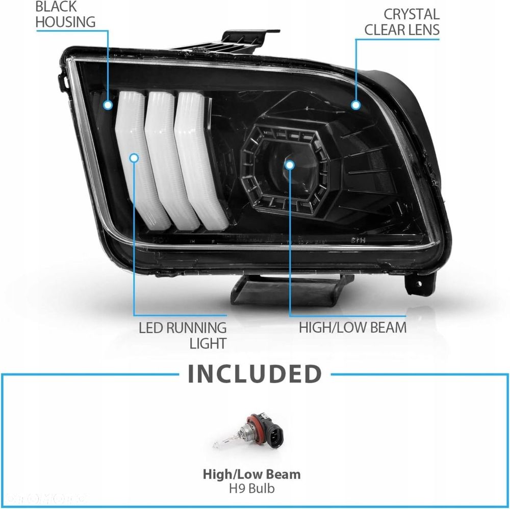 reflektory lampy day line light led tube europa soczewka ford mustang v 5 - 8