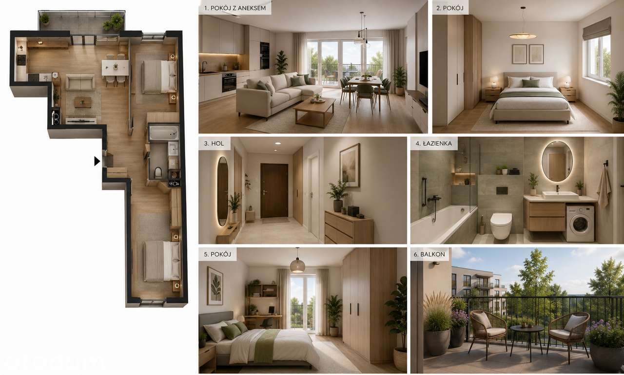 Gotowe nowoczesne 3 pokoje z dużym balkonem | 68,20 m² | Rataje|