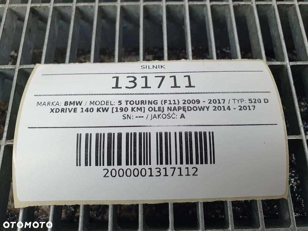 SILNIK KOMPLETNY BMW 5 F10 F11 B47 190KM XDRIVE 2,0D 168 TYŚ - 10