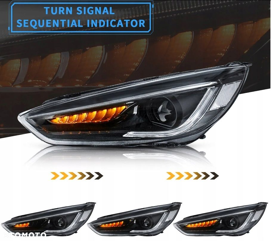 Reflektory Lampy kpl Diody Soczewka Black Ford Focus III mk3 Lift 2014-2018 - 3