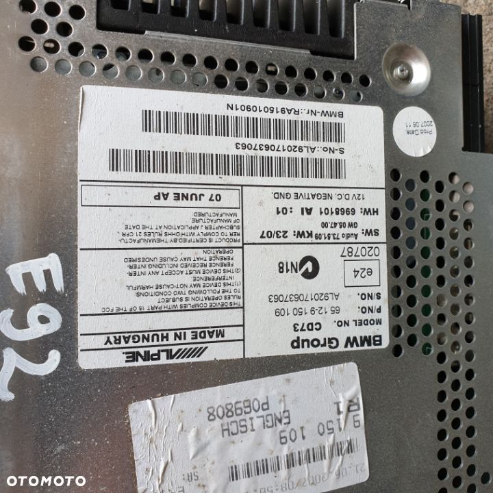 BMW 3 E92 RADIO CD 9150109 07R - 2