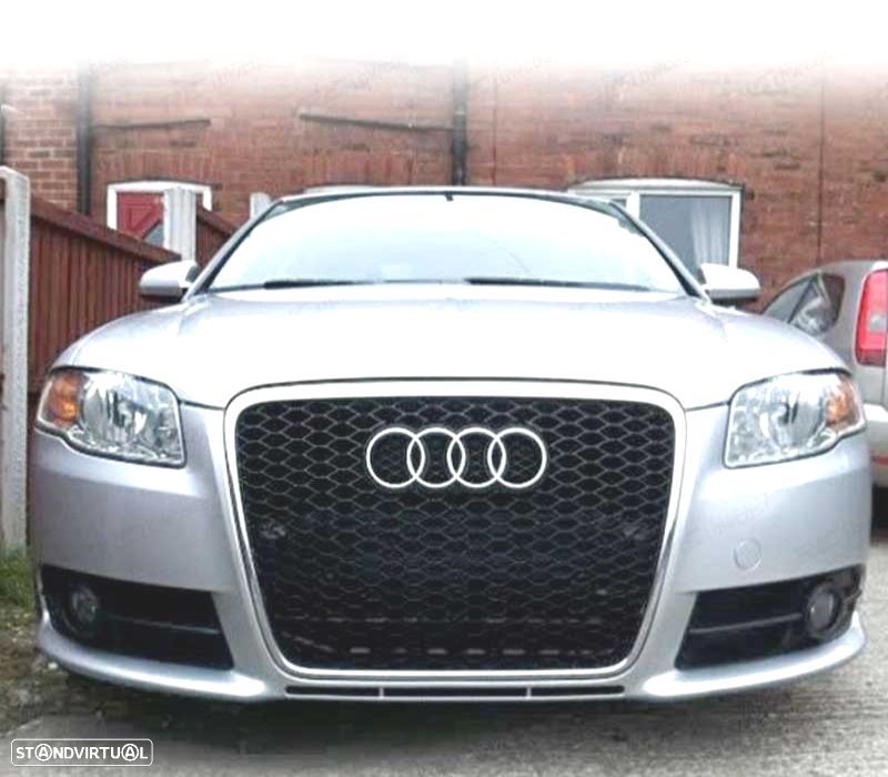 GRELHA FRONTAL AUDI A4 B7 LOOK RS PRETO CROMADA - 2