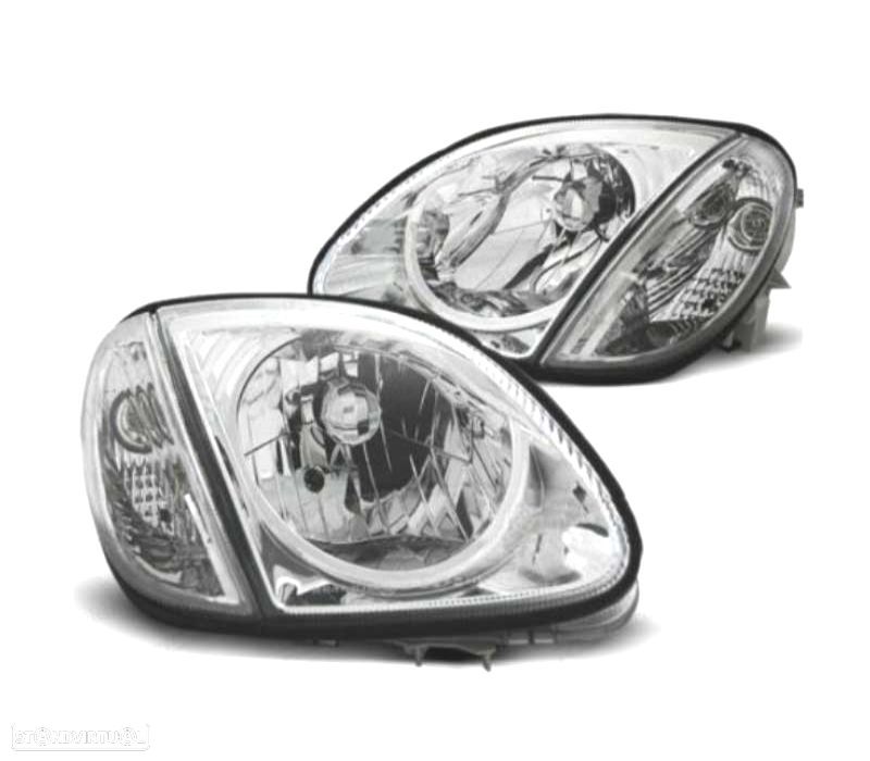 FARÓIS FRONTAIS MERCEDES SLK R170. 96-04- FUNDO CROMADO - 1