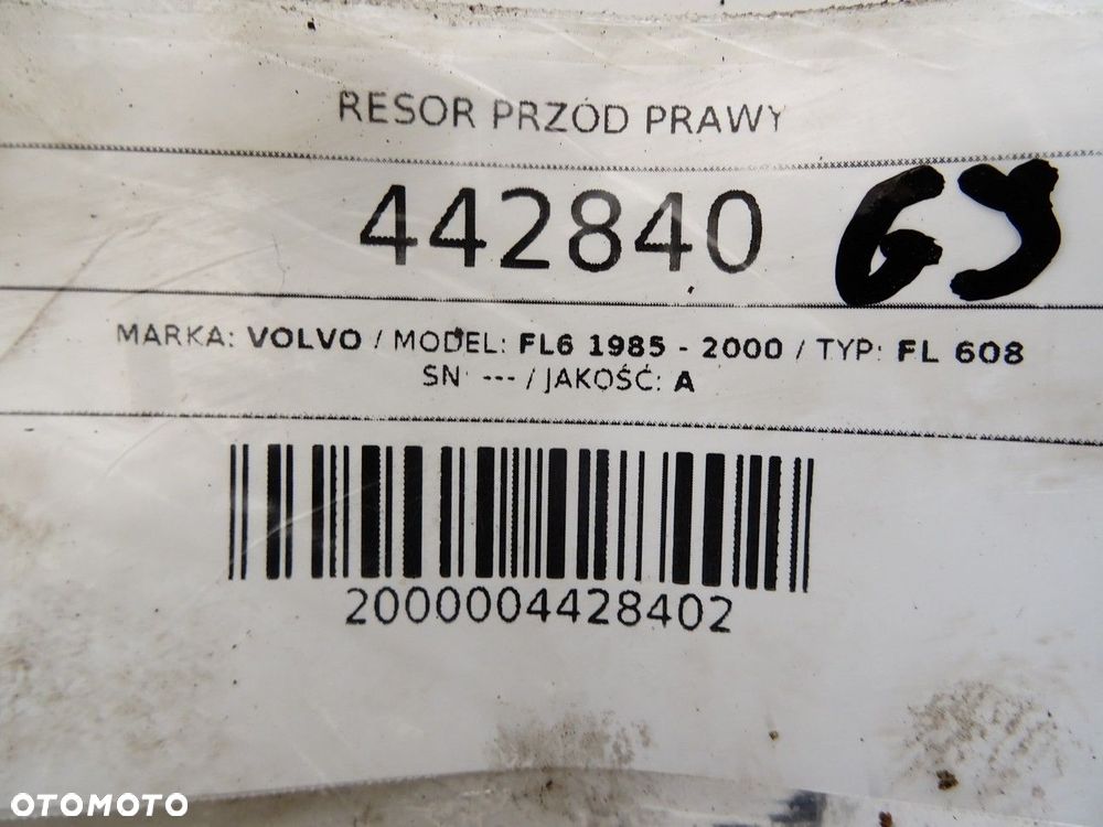 RESOR PRZÓD PRAWY  VOLVO FL6 1985 - 2000 FL 608 184 kW [250 KM] 4x2 1995 - 2000 - 5