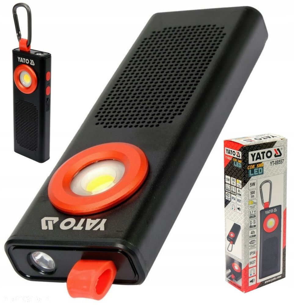 YATO LATARKA ROBOCZA 500LM GŁOŚNIK LI-PO 3,7V 5W - 1