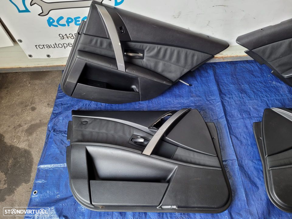 QUARTELAS TAMPOS PORTAS PELE GENUINAS PRETO ORIGINAIS BMW SERIE 5 E60 E61 PACK M - 2