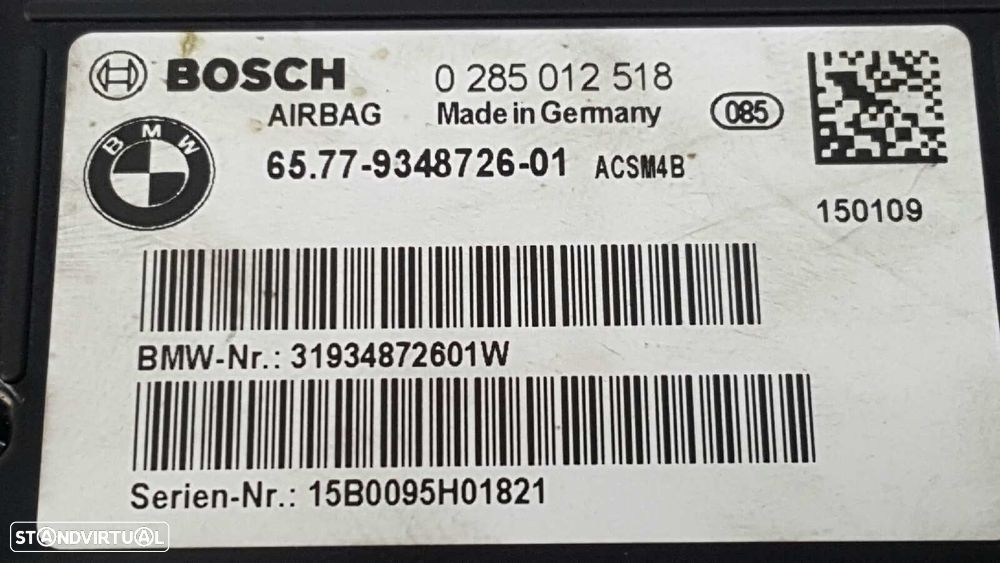 CENTRALINA DE AIRBAG BMW SERIE 1 LIM. (F20) 118D XDRIVE - 2