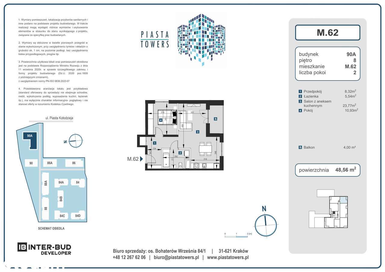 2-pokojowe mieszkanie 48m2 + balkon Bez Prowizji