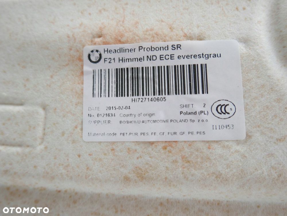 bmw f21 podsufitka szara sufit everestgrau 7271406 - 5