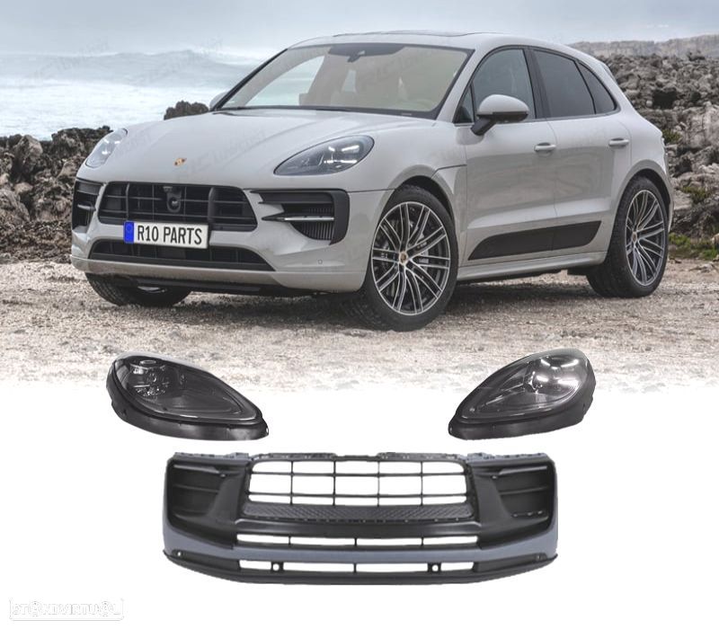 PARA-CHOQUES DIANTEIRO PORSCHE MACAN 14-18 LOOK TURBO 2023 + FARÓIS LED - 1