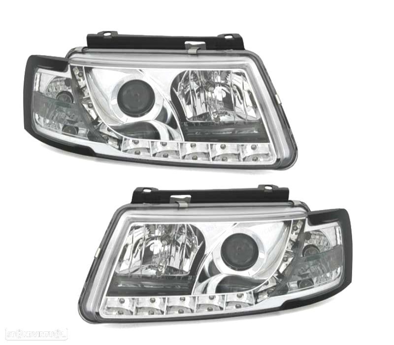 FARÓIS FRENTE LUZ DIURNA PARA VOLKSWAGEN VW PASSAT 3B FUNDO CROMADO - 1