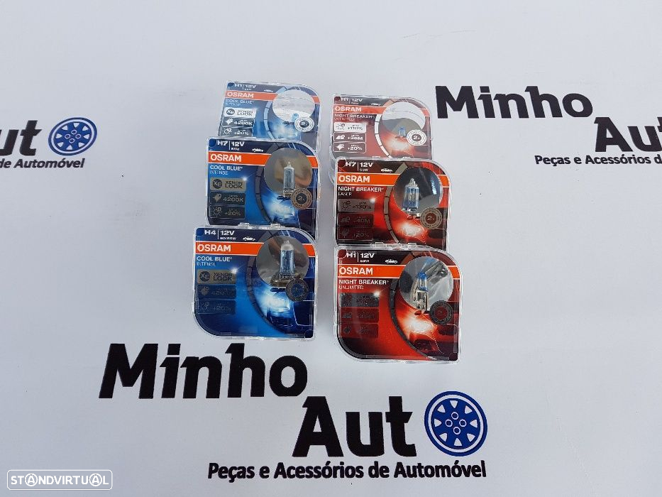 Lâmpadas OSRAM H1 / H4 / H7 com luz 100% branca - 2
