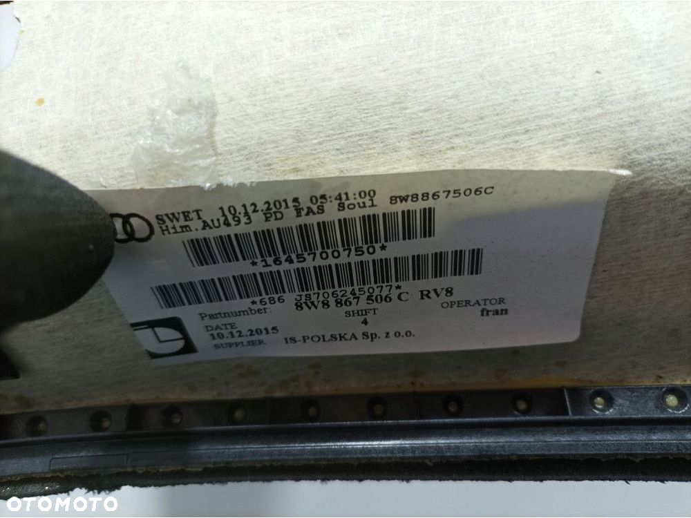 AUDI A5 F5 8W SPORTBACK S-LINE PODSUFITKA RĄCZKI EU 8W8867606C - 6