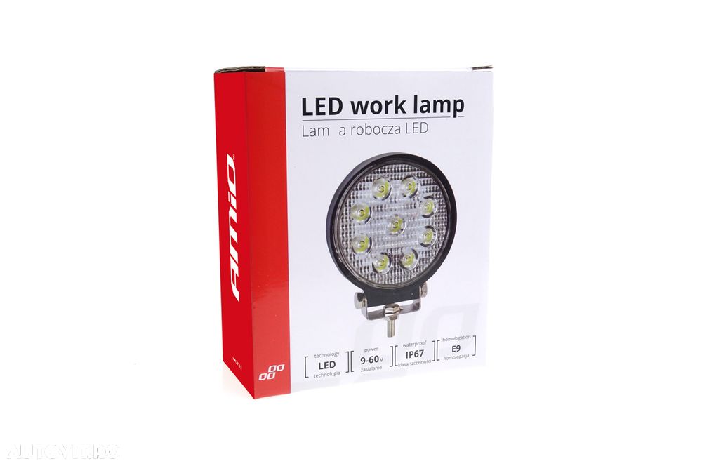 Lampa lucru LED 27W 6000K, Spot lumina, 12V-60V, IP67, aluminiu, omologare E9, ?115 x 35 mm - 2