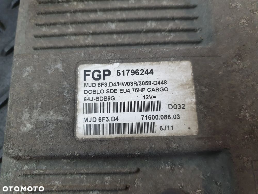 FIAT DOBLO 1.3D 75KM STEROWNIK SILNIKA KOMPUTER 51796244 + WTYCZKI INSTALACJA - 3