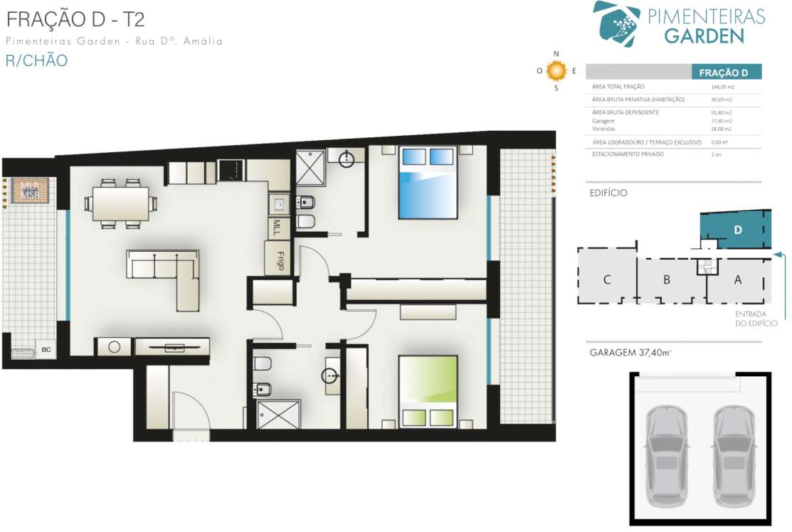 T2 NOVO | Rés-do-Chão | Garagem para 2 Carros | Pimenteiras Garden - Grande imagem: 4/4