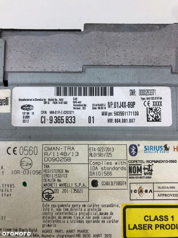 BMW F30 F32 CZYTNIK NAWIGACJI RADIO 9365833 - 2