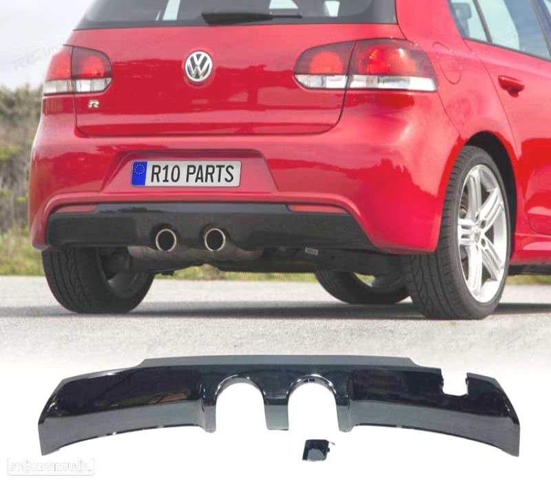 DIFUSOR TRASEIRO VOLKSWAGEN VW GOLF 6 LOOK R20 PRETO BRILHANTE - 1