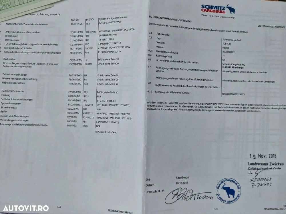 Schmitz Cargobull SCB S3T+STIVUITOR detasabil HIAB 2,5tone, 2018, AXA VIRATOARE, 13,6m lungime, usi spate, deschideri laterale, Anv 80% bune, rulata doar in Germania, posibilitate leasing 4 ani, SUPER PRET semiremorca+stivuitor-20.900 EUR+Tva - 33