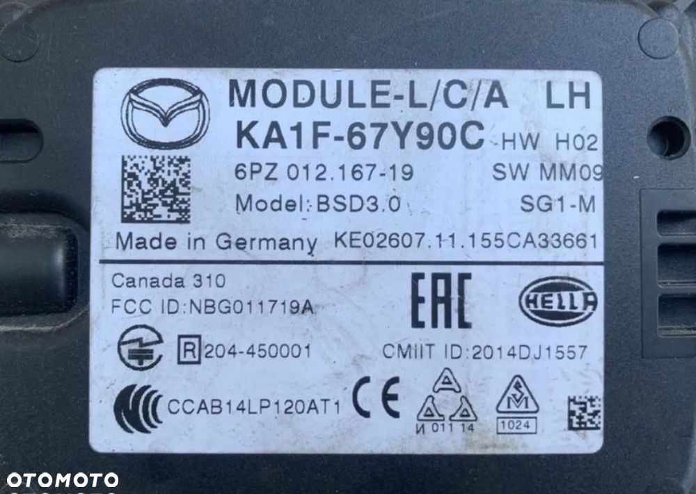 KA1F-67Y90C Moduł radar czujnik pasa ruchu LCA lewy Mazda cx5 cx-5 lift - 3
