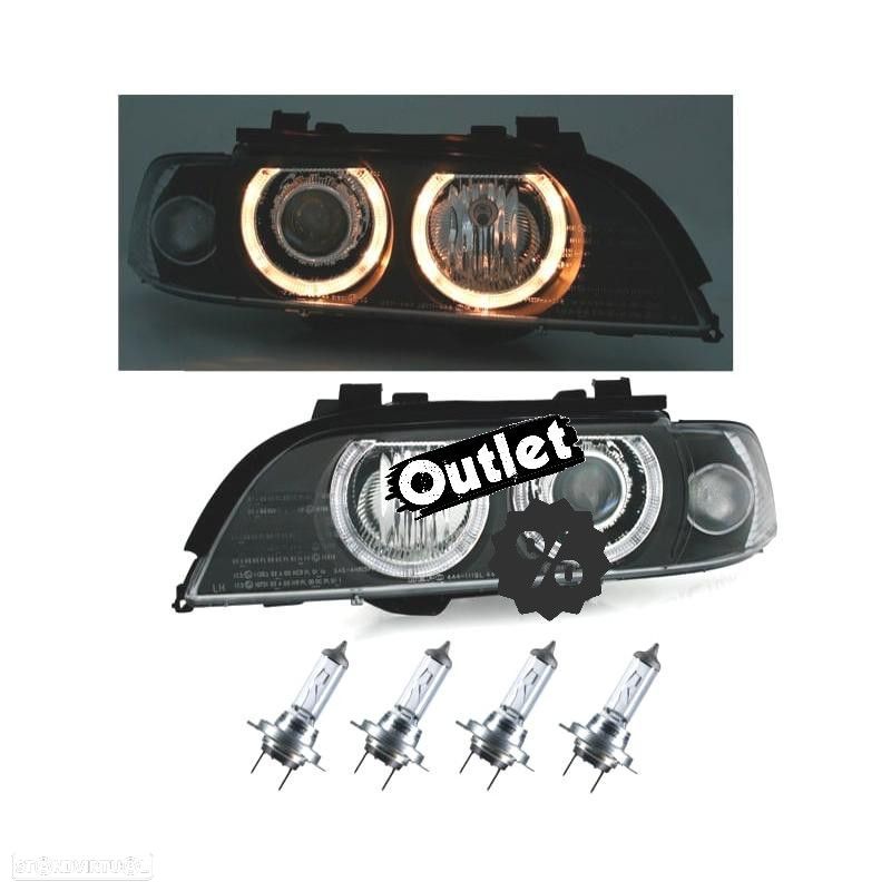 R148792C1 FAROIS ANGEL EYES PARA BMW SERIE 5 E39 FUNDO PRETO - 1