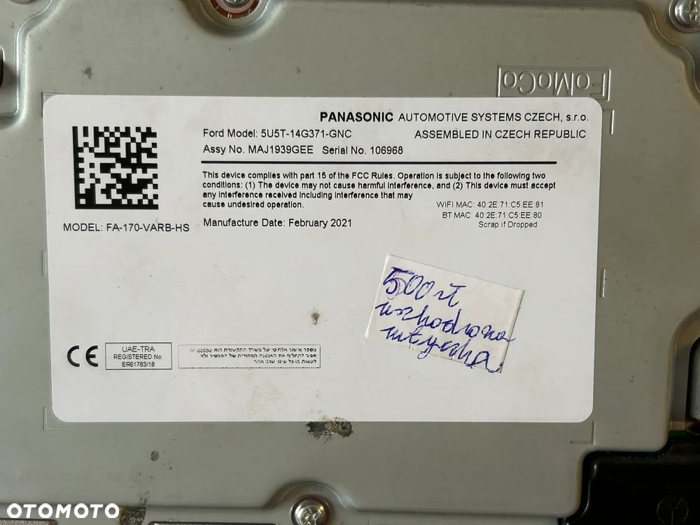 MODUŁ STEROWNIK NAWIGACJI NAVI RADIA PAMIĘĆ FORD FOCUS MK4 5U5T14G371GNC - 6