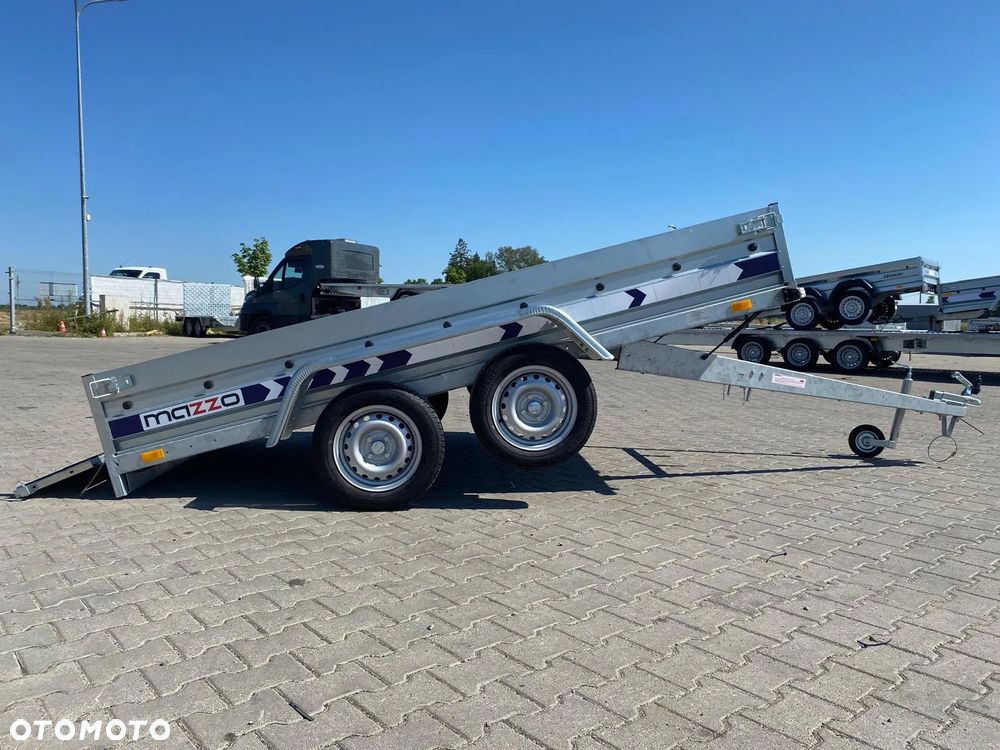 Niewiadów DOSTAWA! Przyczepa wym. 304x150x35, BD7530UT dwuosiowa UCHYLNA! Spawana rama! Wzmocniona tylna burta, sprężyny gazowe! MOCNA - 12