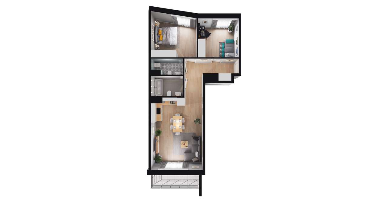 3-pokojowe mieszkanie 65m2 + balkon - Pełny obrazek: 2/23