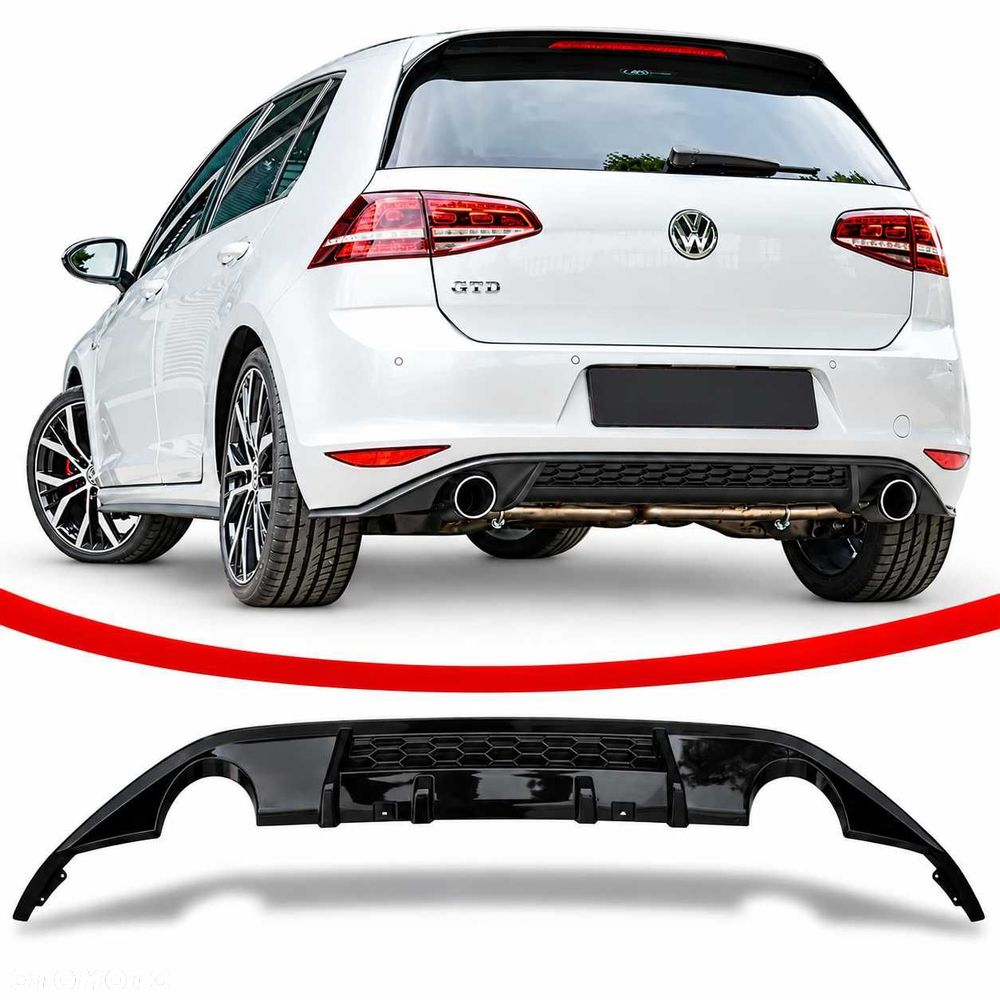 Tylny Dyfuzor Zderzaka GOLF 7 STANDARD GTI GTD Spoiler CZARNY POŁYSK