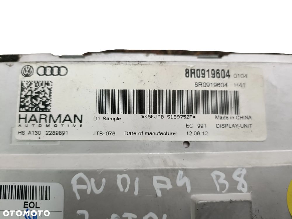 AUDI A4 B8 07-15 wyświetlacz ekran nawigacji GPS 8R0919604 * - 3