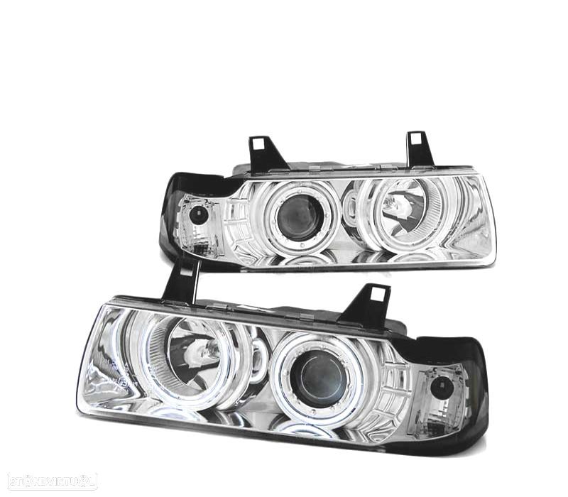 FARÓIS ANGEL EYES BMW E36 90-99 S C T CROMADO - 2
