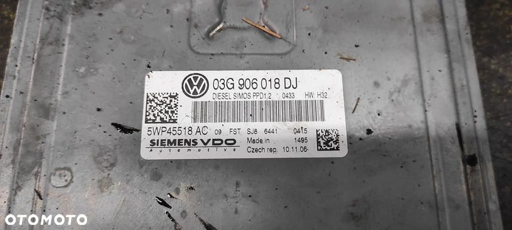 KOMPUTER STEROWNIK SILNIKA 03G906018DJ SIMOS PPD1.2 2.0 TDI 170 VW AUDI SEAT SKODA - 2