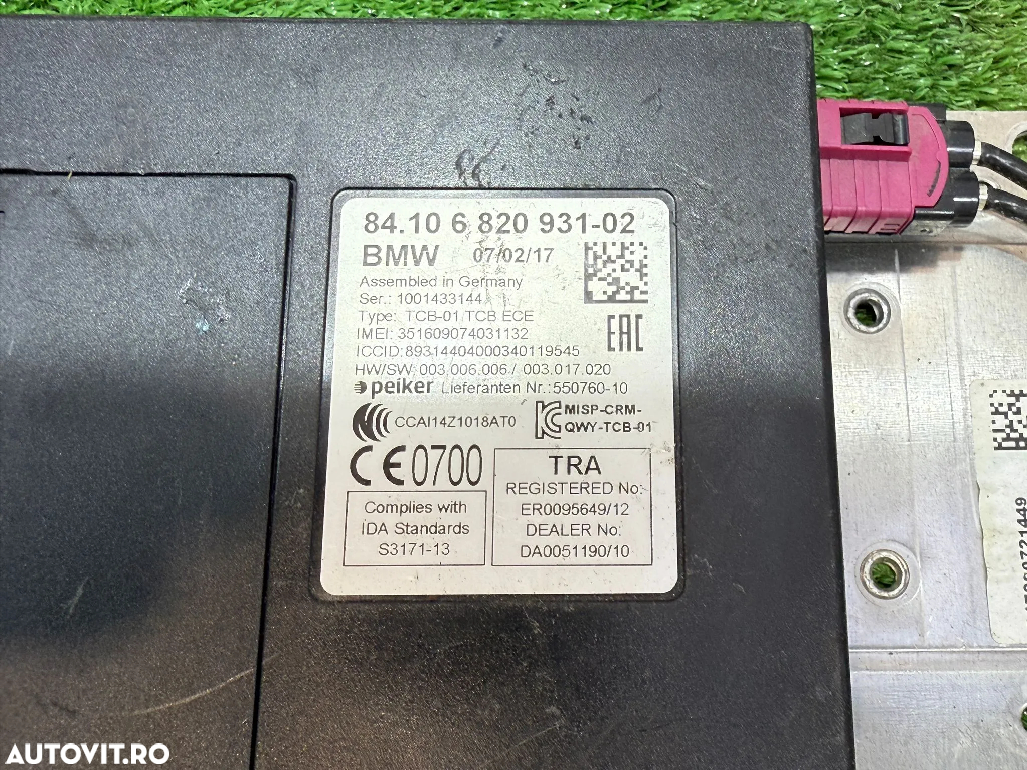 MODUL BLUETOOTH BMW 318I SPORT SERIA 3 LCI F30 1.5 BENZINA 2017 COD OEM 84106820931 84109362852 682093102 8410682093102 2015-2019 - 8
