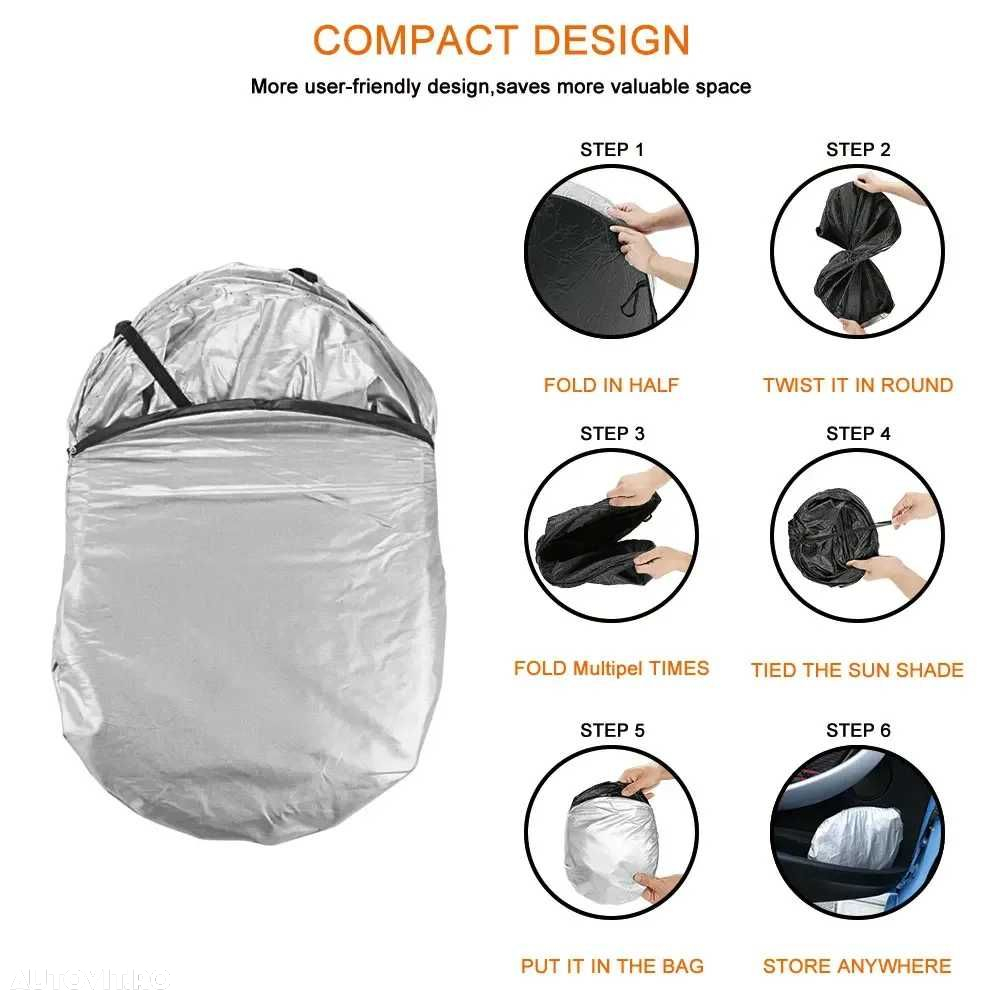 Parasolar AUTO Parbriz Dedicat BMW Seria 5 G30 140x70cm, Ultra Pliabil - 2