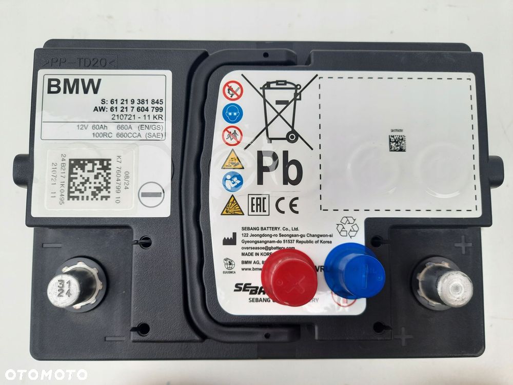 bmw akumulator agm start-stop 12v 60ah 660a oryginaŁ 9381845 7604799 - 4